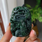 细糯种墨翠龙牌挂件（yc215127）