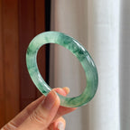 冰种飘花翡翠圆条手镯（55.5mm）（yc412137）