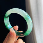 冰种水墨花带色翡翠平安镯（58mm)（yc323162）