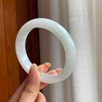 糯冰白月光洒金翡翠平安镯（59mm)（yc426578）