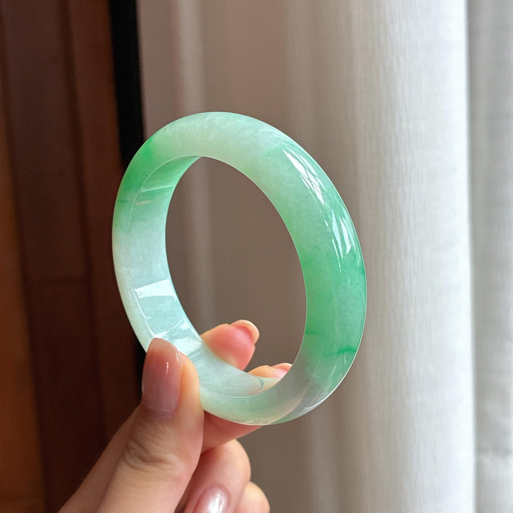 糯冰带色翡翠平安镯（54.3mm)（yc422926）