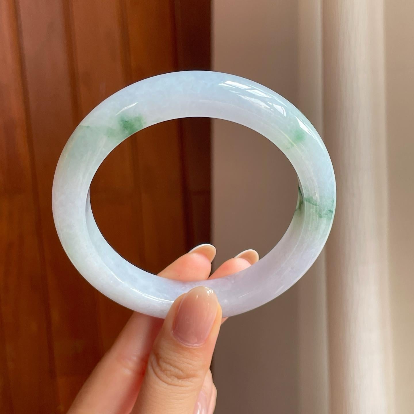 糯冰飘花翡翠平安镯（61mm)（yc373302）