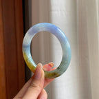 糯冰特色翡翠圆条手镯（56mm)（yc417014）