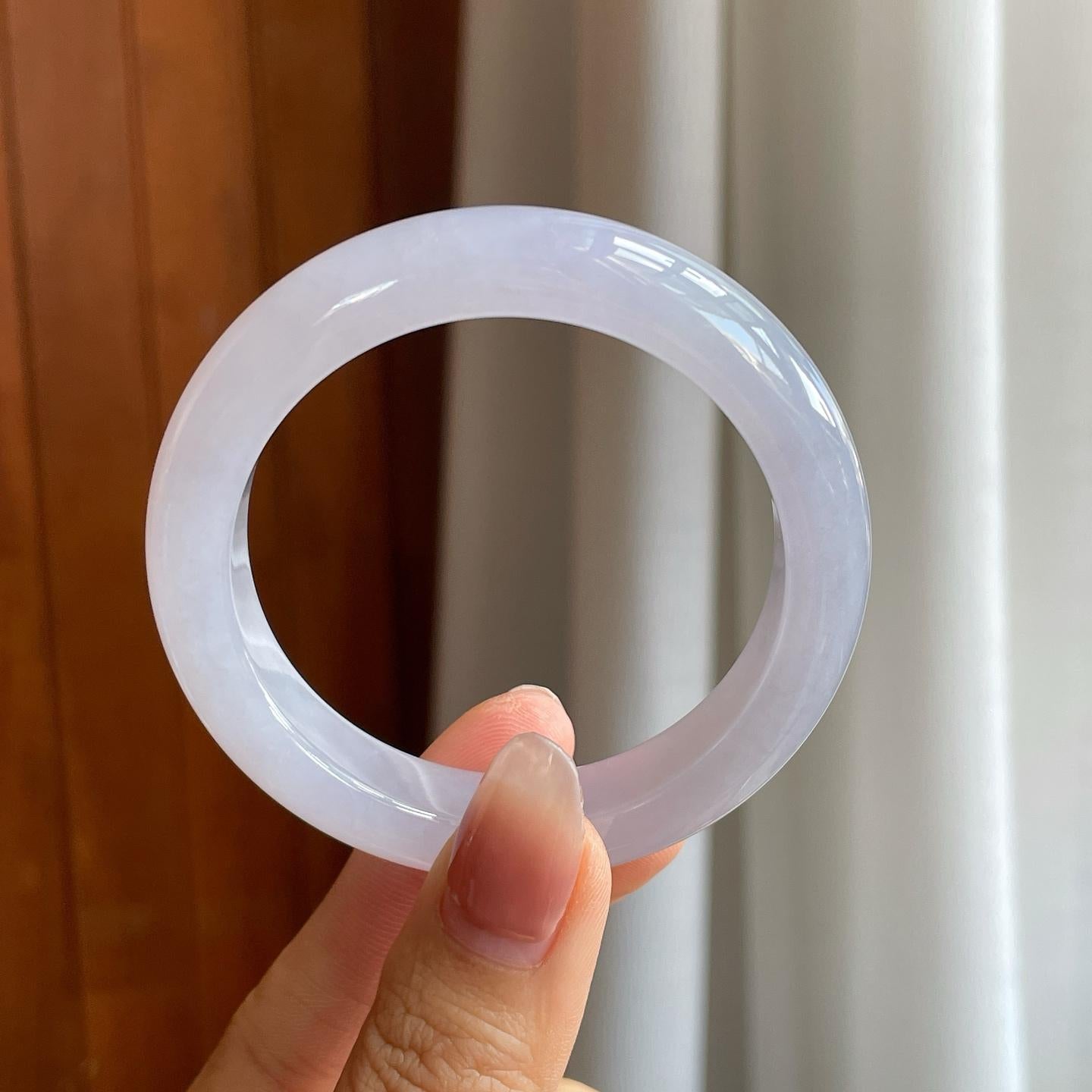 冰种淡紫罗兰翡翠平安镯（50mm）（yc318650）