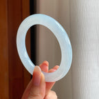 冰种白月光翡翠圆条手镯（53.6mm)（yc345583）