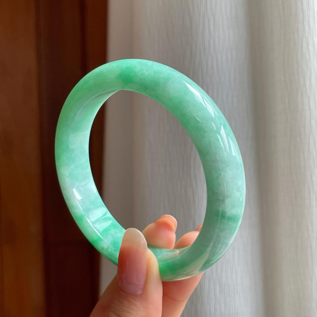 糯冰果绿翡翠平安镯（57.8mm)（yc347292）