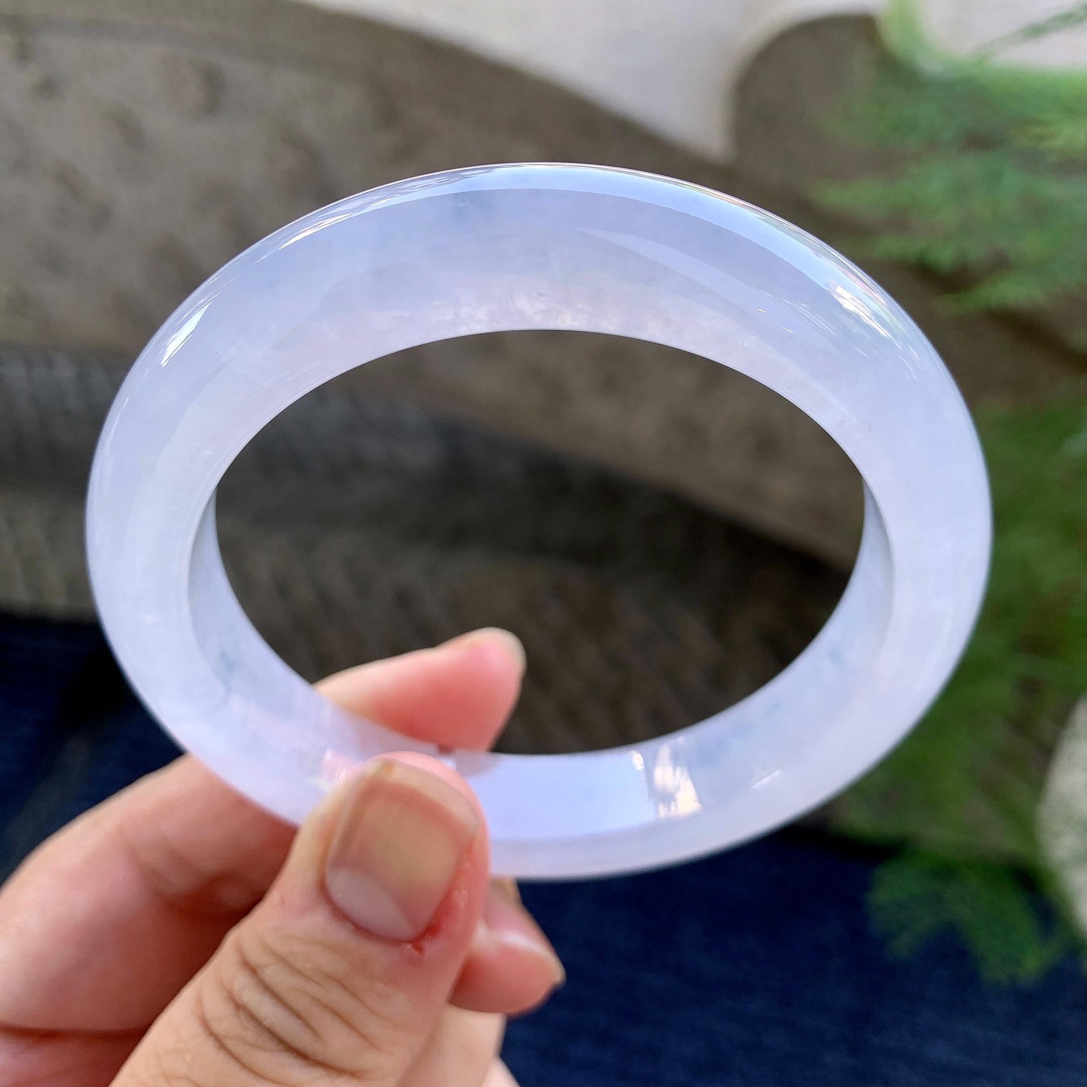 糯冰种淡紫罗兰平安镯（57mm）（yc249436）