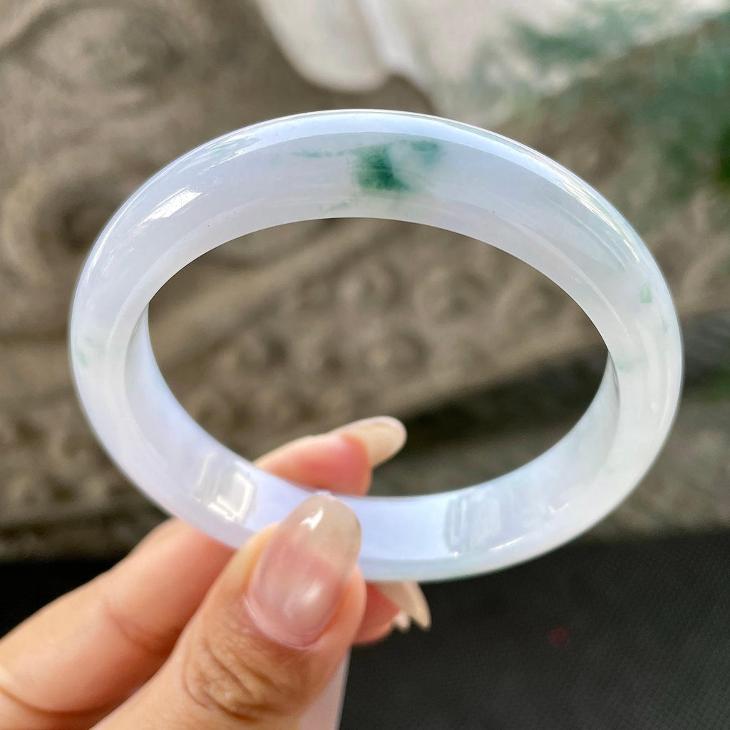 细糯种飘蓝花正圈平安镯57.7圈     天然缅甸A货翡翠（yc348221）