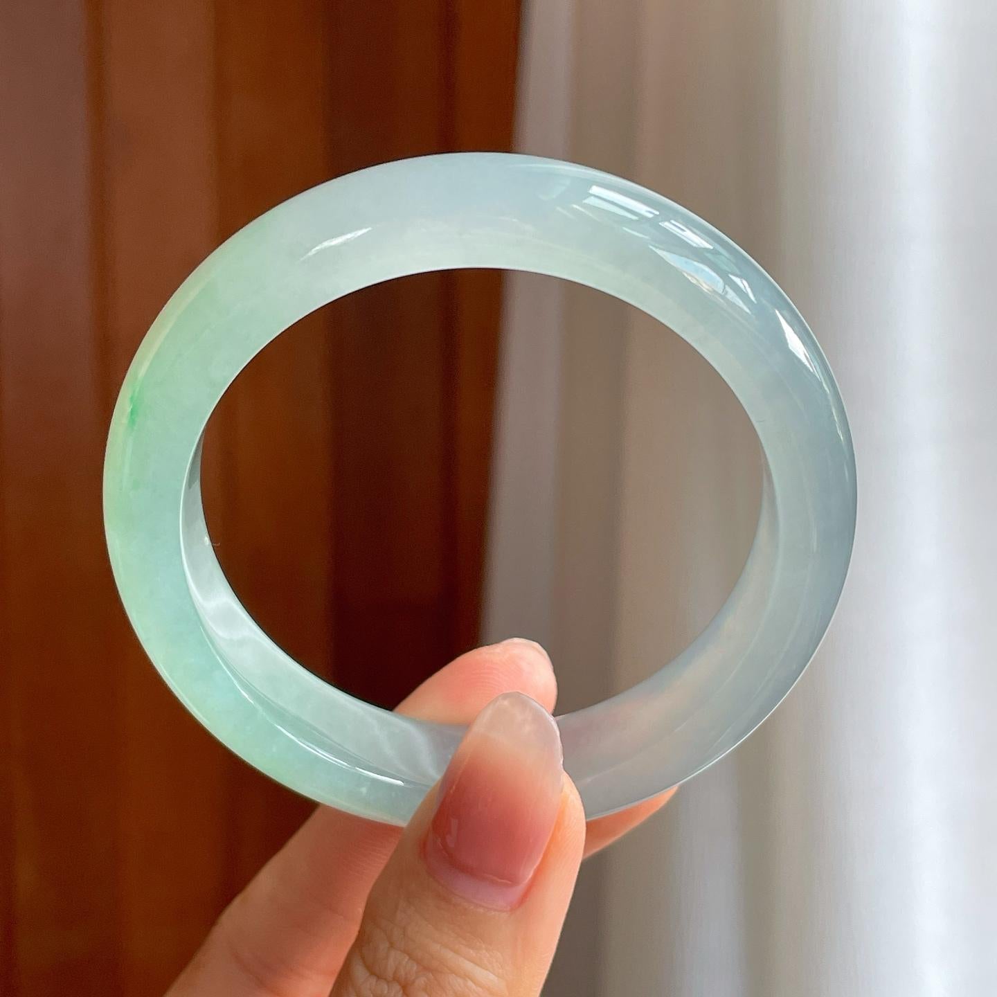 冰种晴底翡翠平安镯（56.5mm）（yc314108）