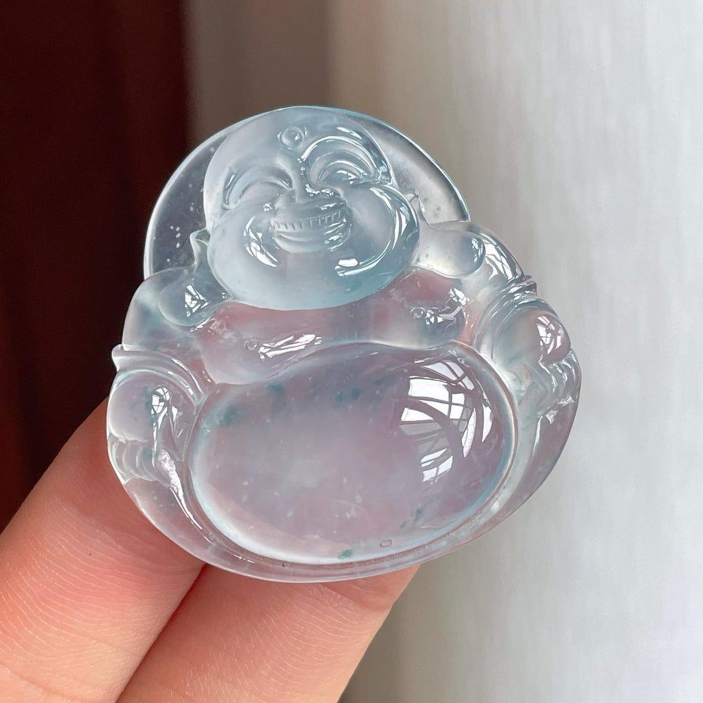 冰种蓝底飘花翡翠佛公（yc248545）