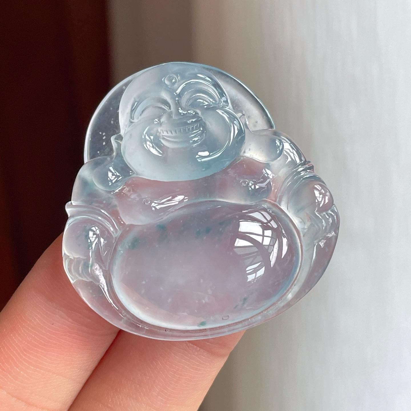 冰种蓝底飘花翡翠佛公（yc248545）