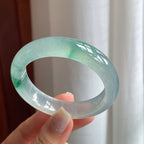 冰玻种飘花翡翠平安镯（52.3mm）（yc175295）