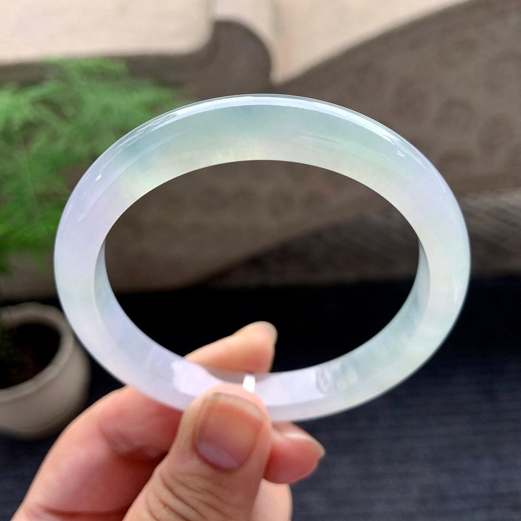 糯冰种淡春彩平安镯（57.3mm）（yc195934）