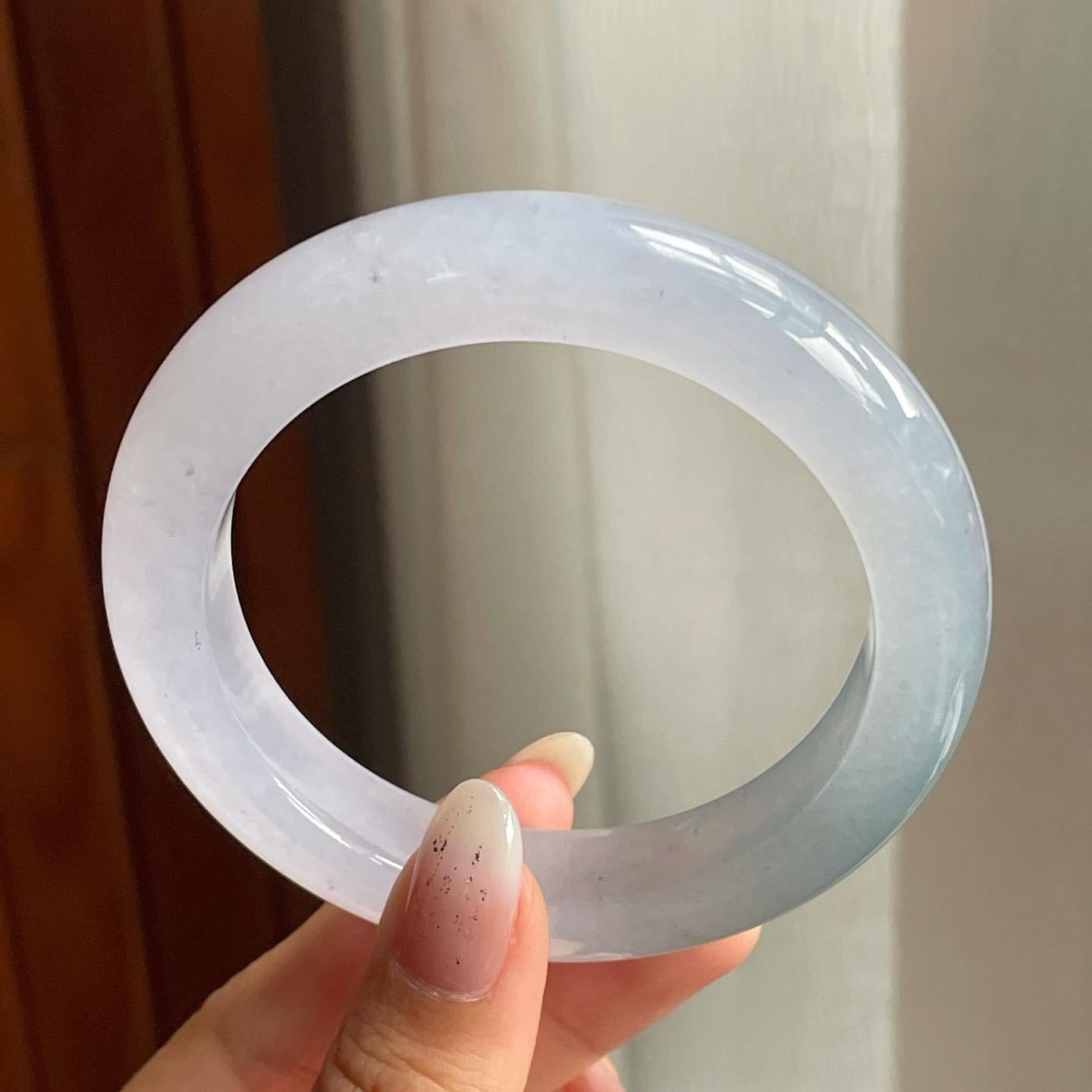 冰种淡紫底翡翠平安镯（56mm）（yc206756）
