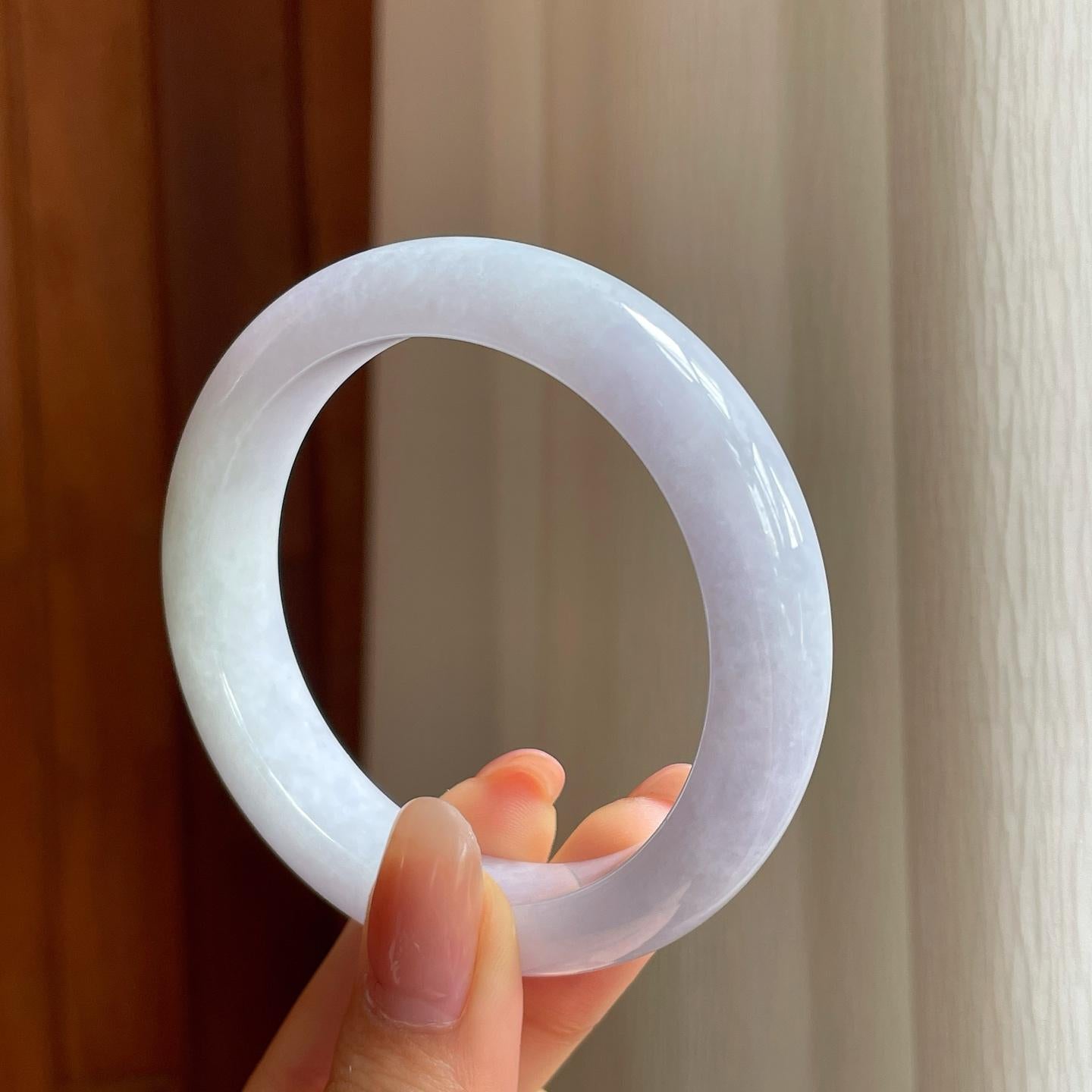 糯冰淡春底翡翠平安镯（53.7mm)（yc345417）