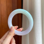 糯冰淡春彩翡翠圆条手镯（59mm）（yc376709）