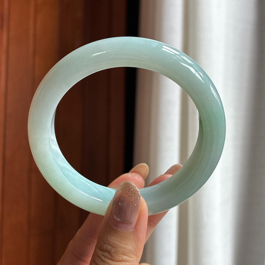 大圈口 细糯冰淡晴底 60圈 天然缅甸A货翡翠（yc454588）