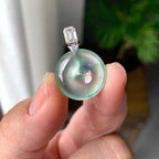 18K金钻镶冰种淡晴底平安扣吊坠（yc257220）