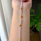 18K金镶糯冰种淡紫罗兰小米珠手链（yc232459）