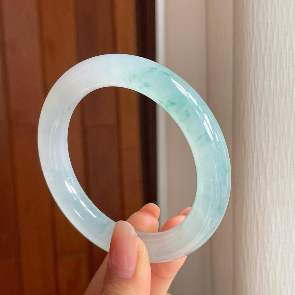 冰种飘花翡翠圆条手镯（56.4mm)（yc342950）