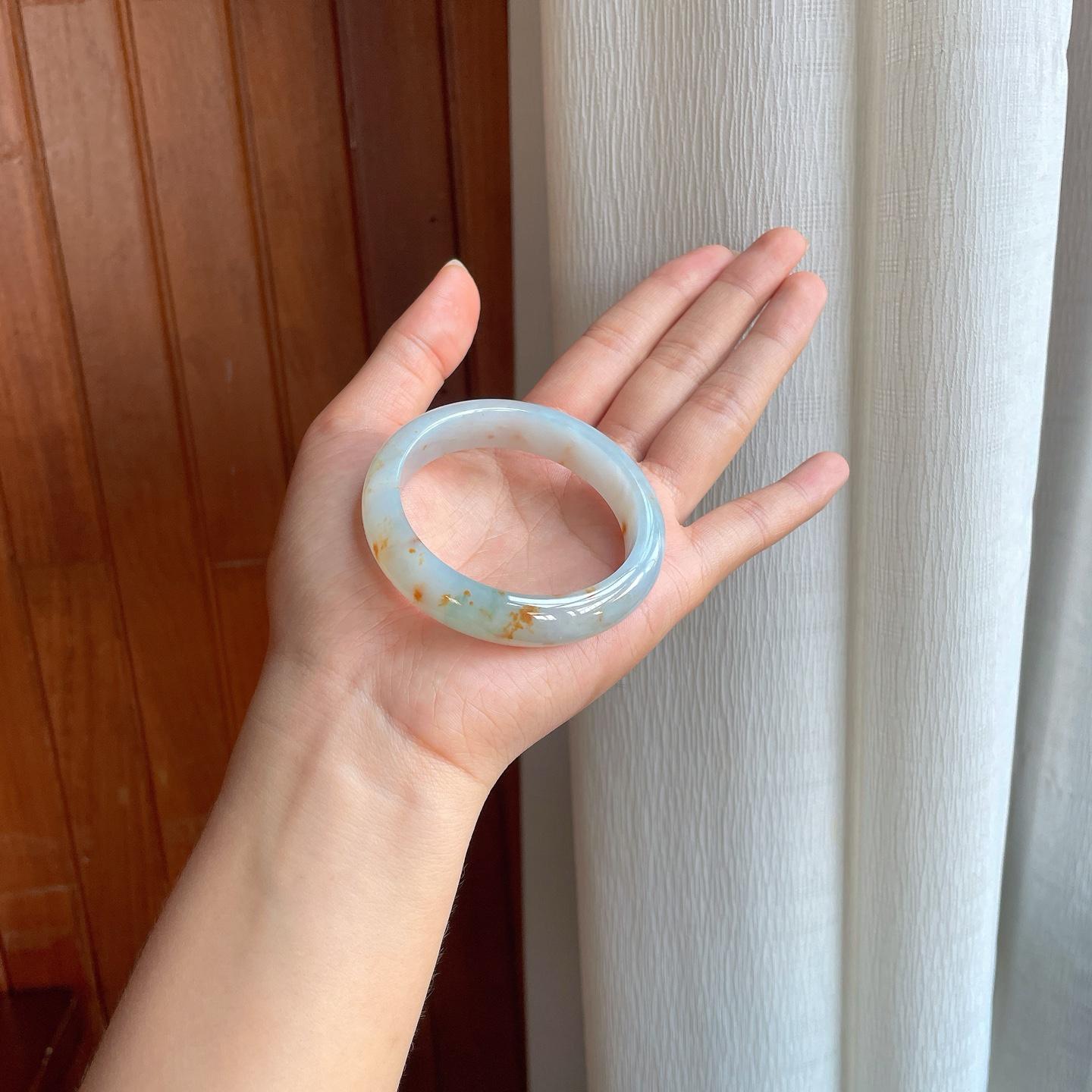 糯冰黄翡翡翠平安镯（52mm）（yc396390）
