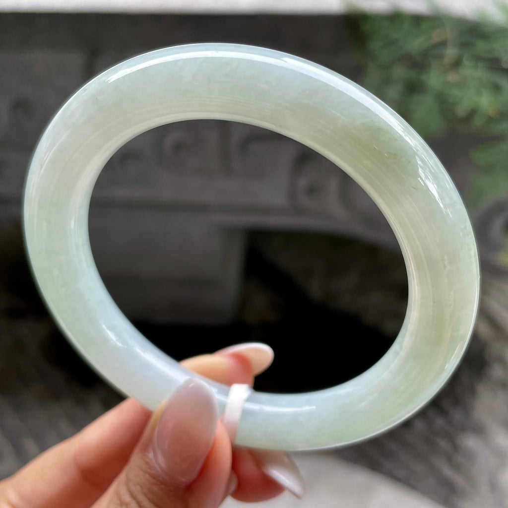 大圈口         细糯种晴底圆条手镯59.7圈         天然缅甸A货翡翠（yc407882）