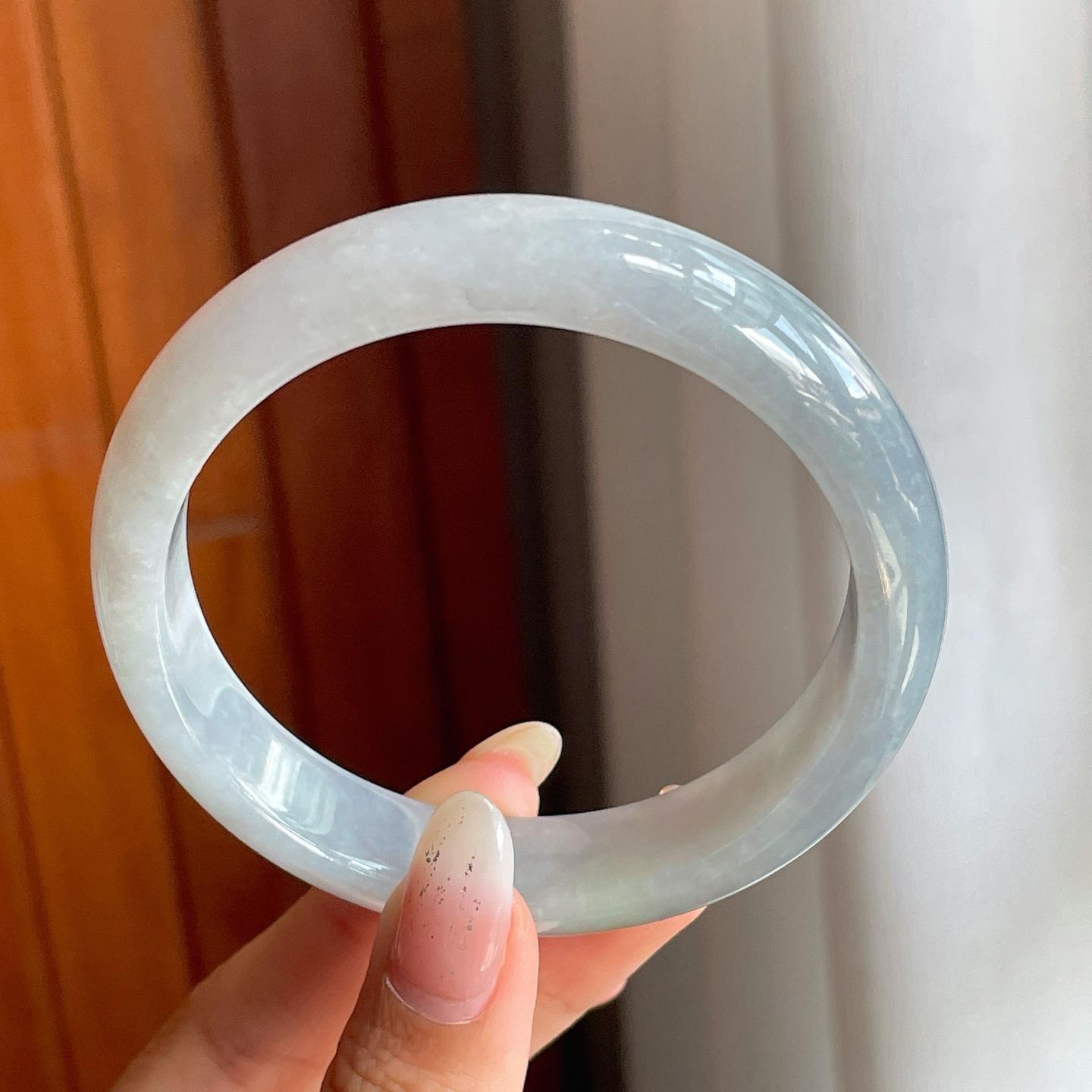 细糯种带底色翡翠平安镯（58.8mm）（yc220248）