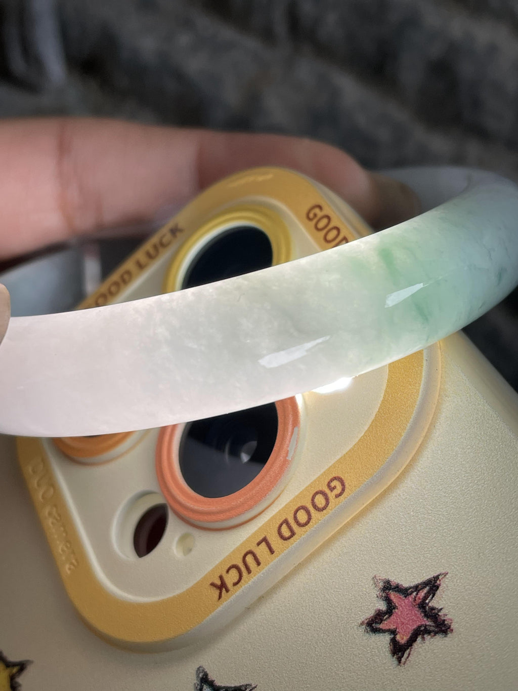 细糯种飘绿花正圈平安镯55.8圈   天然缅甸A货翡翠（yc346985）