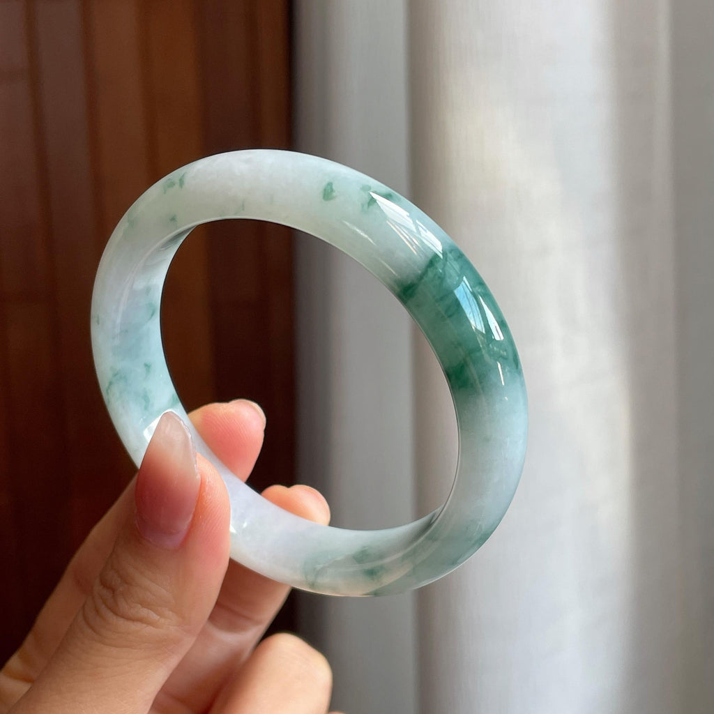 糯冰飘花翡翠平安镯（57.8mm）（yc316583）