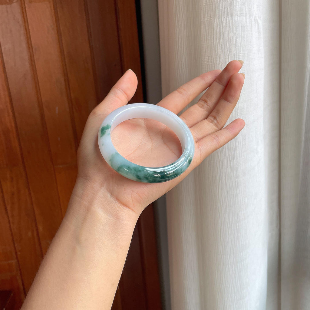 糯冰飘花翡翠平安镯(57.8mm)（yc414421）