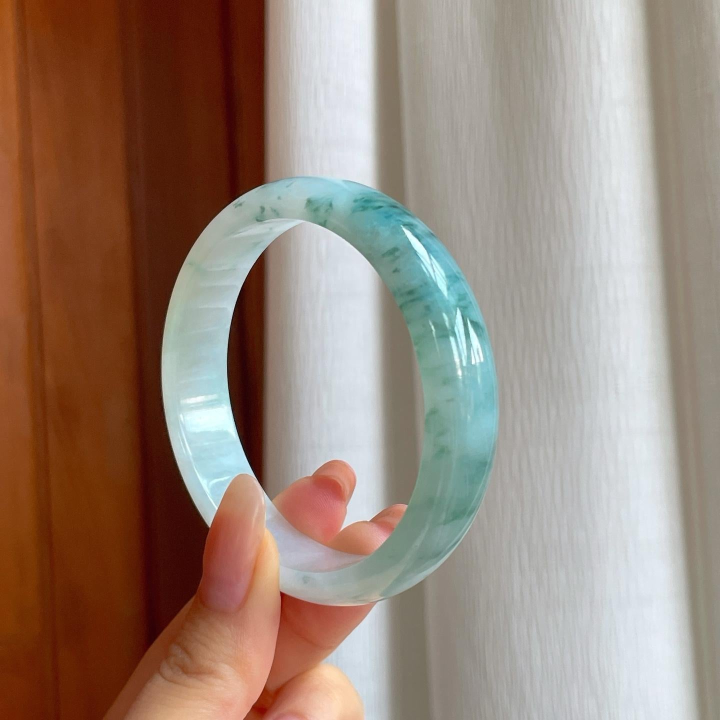糯冰飘花翡翠平安镯（57mm)（yc362667）