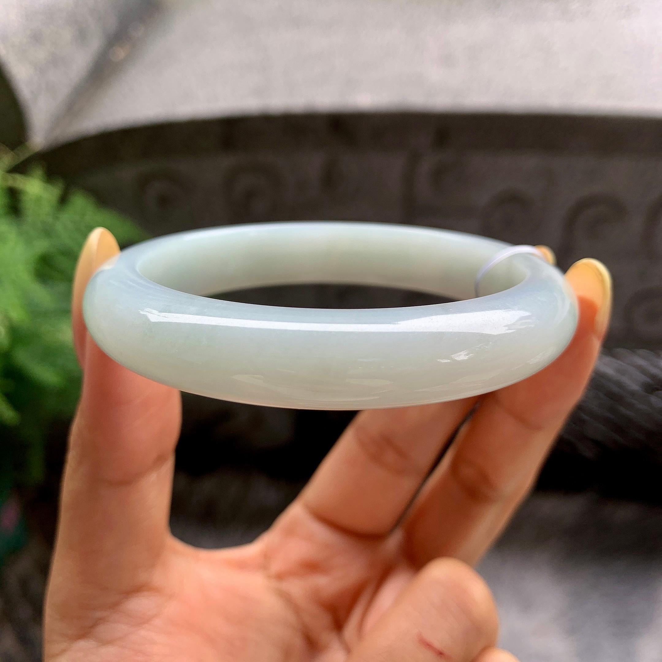 细糯种带底色正圈平安镯57圈 天然缅甸A货翡翠（yc481916）