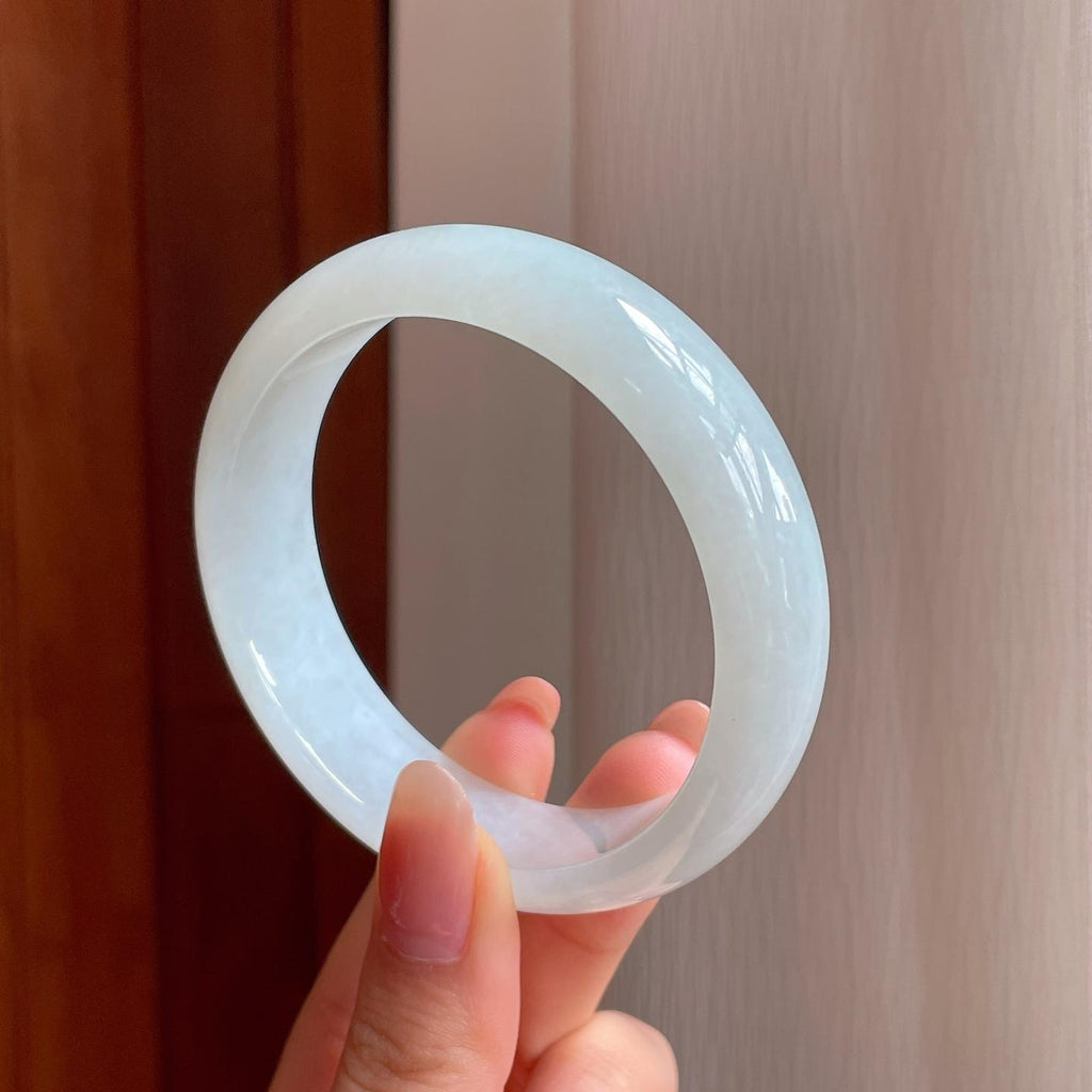 冰种宽版白月光翡翠平安镯（58.3mm)（yc373974）