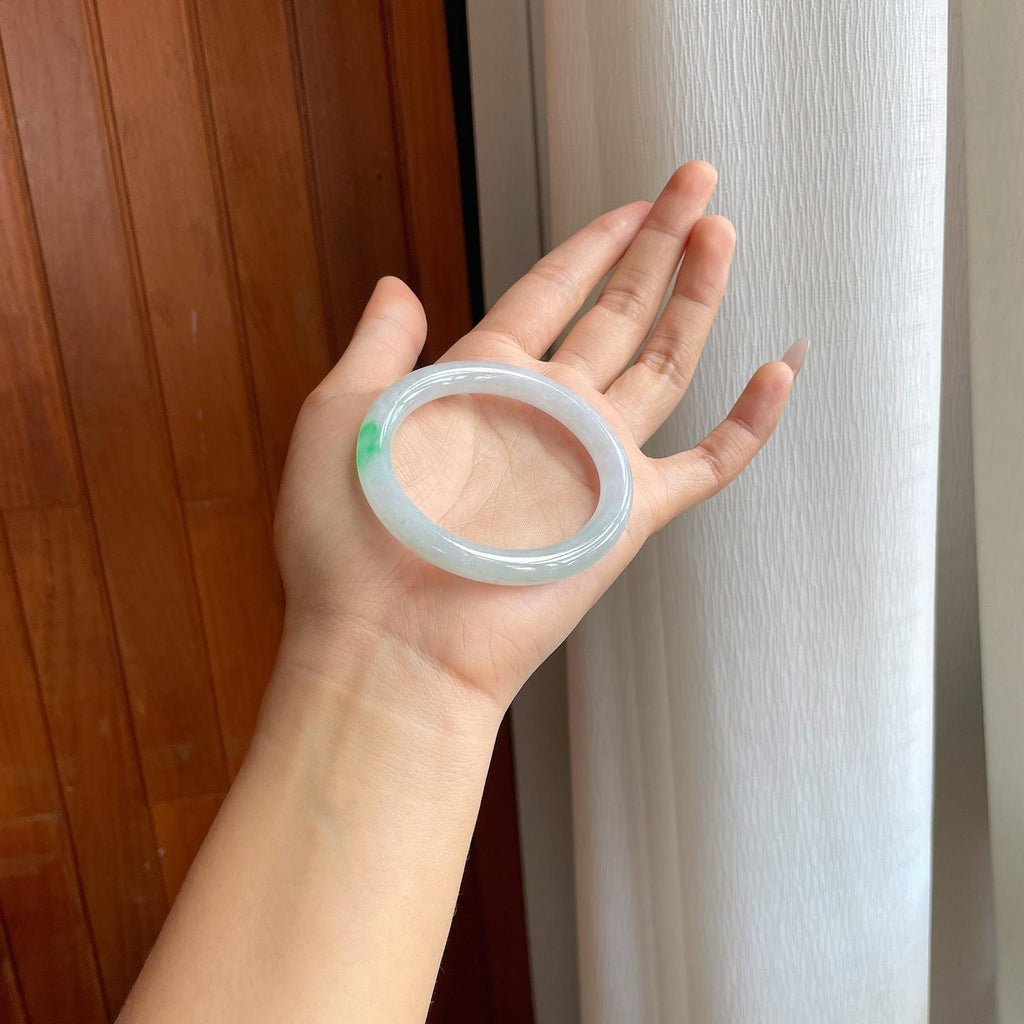糯冰带色翡翠圆条手镯（51mm）（yc310966）