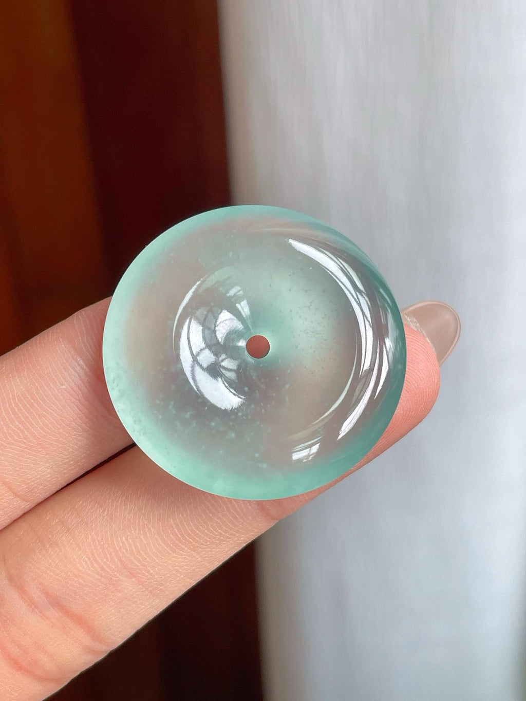 冰种晴底飘花翡翠平安扣（yc238169）