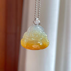 18k金扣糯冰黄翡翡翠佛公（yc269043）