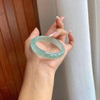 冰种飘花翡翠平安镯（53.5mm）（yc268119）