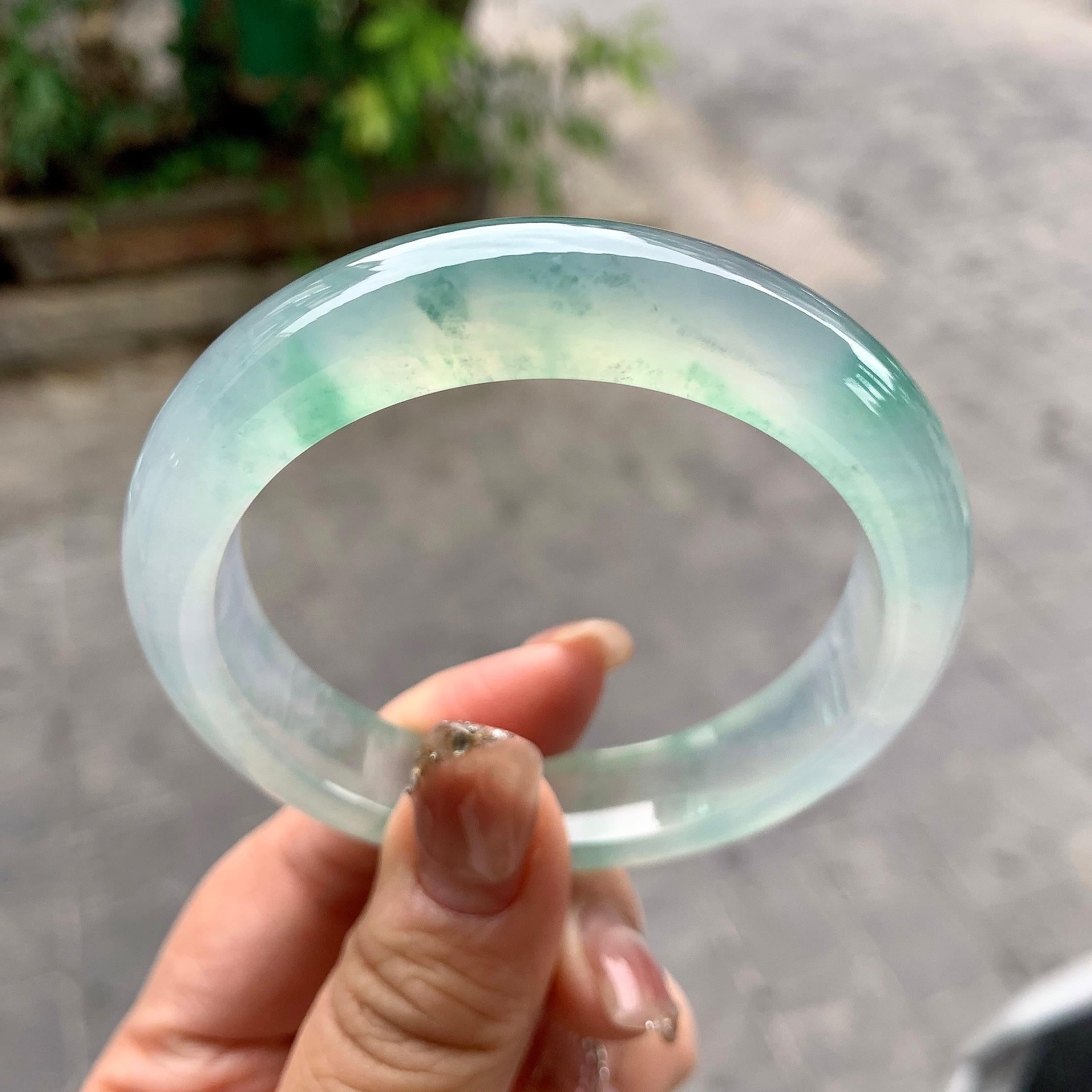 冰种飘花平安镯（57.2mm）（yc297185）