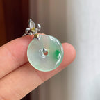 18k金扣冰种带色翡翠平安扣（yc248546）