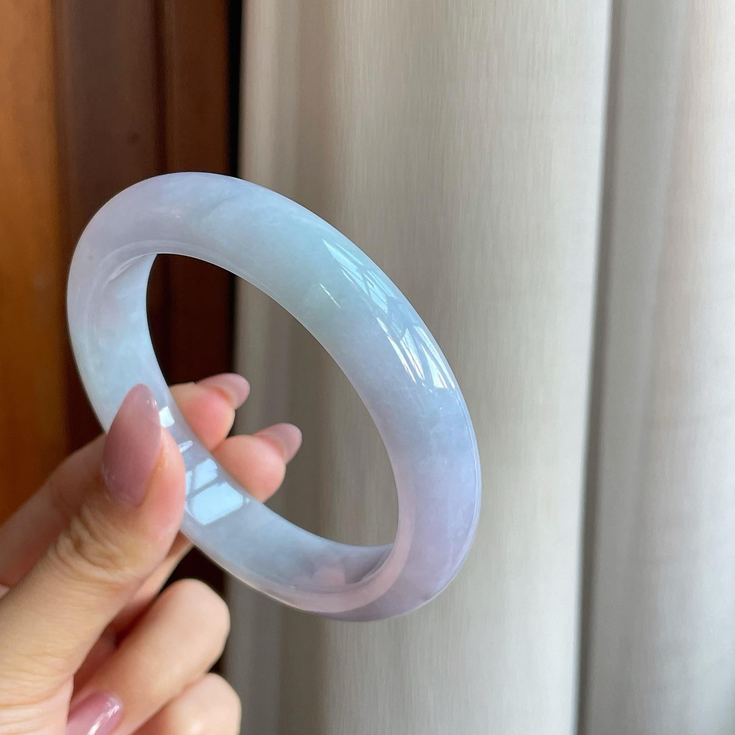 糯冰椿底翡翠平安镯（62mm）（yc289692）