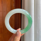 糯冰带色翡翠圆条手镯（58mm）（yc402769）