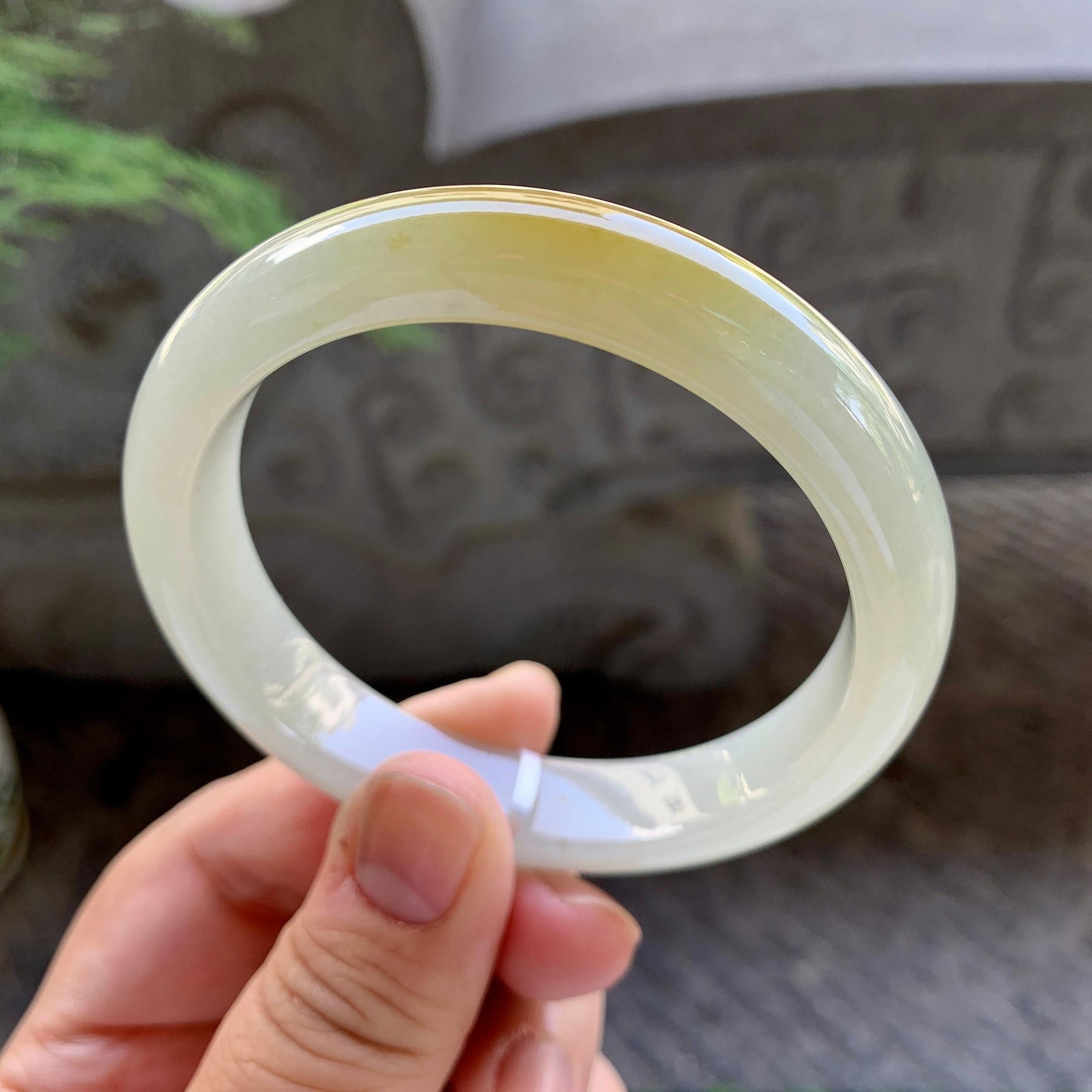 细糯种黄翡平安镯（57.5mm）（yc199583）