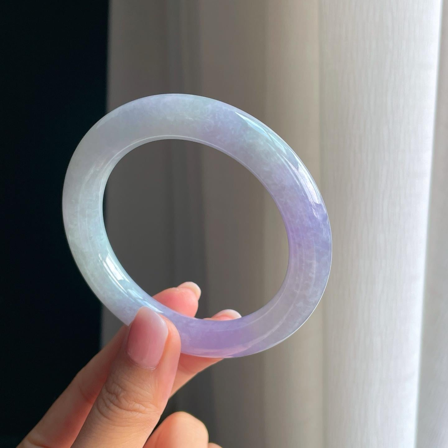 糯冰紫罗兰翡翠圆条手镯（57.2mm）（yc391386）