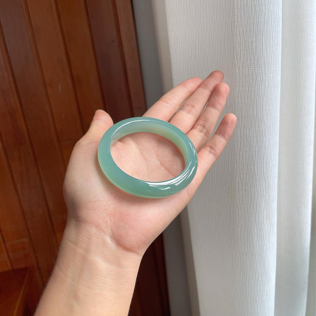 冰种蓝晴底翡翠平安镯（54.2mm）（yc257278）