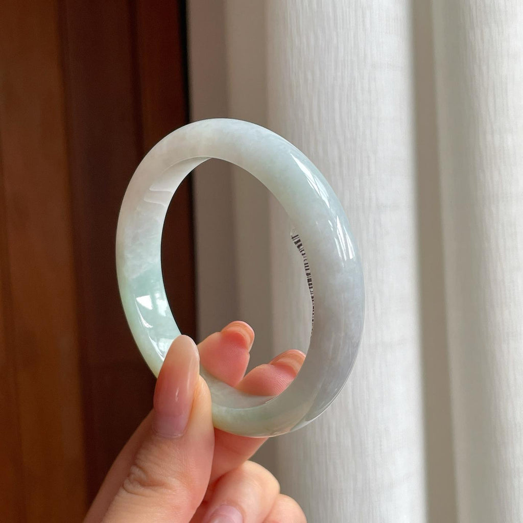 糯冰黄加绿翡翠平安镯（53.6mm)（yc365764）