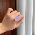 18k金钻镶冰种粉春貔貅戒指（yc253144）