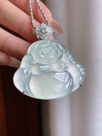 18k金镶镶冰玻种翡翠佛公（yc233167）