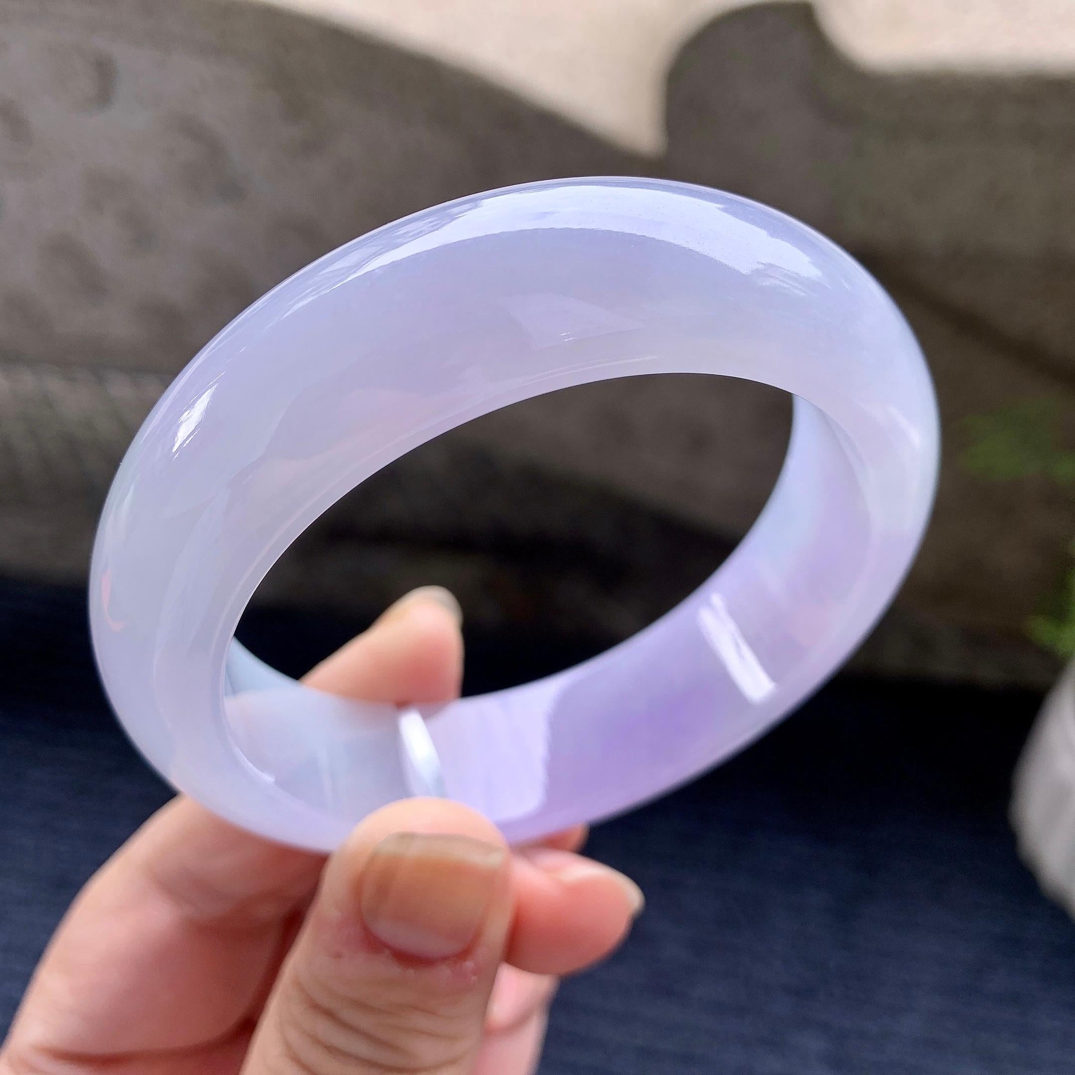 糯冰种紫罗兰宽版轮胎手镯（58.2mm）（yc253805）