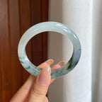 糯冰飘花翡翠平安镯（55.4mm)（yc415331）