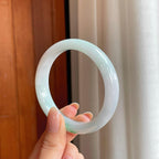 糯冰带色翡翠平安镯（58mm）（yc374051）